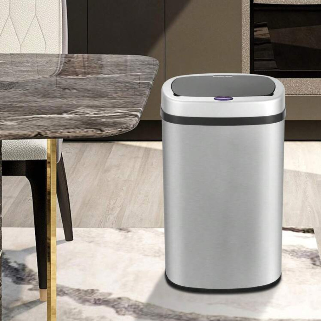 Rustfri stål automatisk berøringsfri køkken- og badeværelsesaffaldsspand med sensor, 15 liter