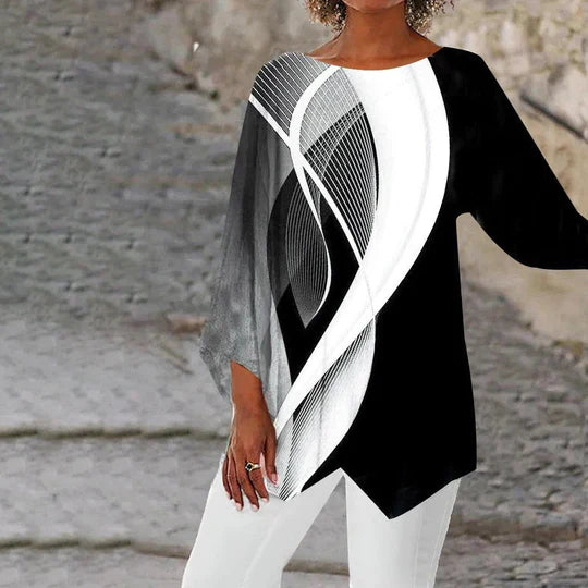 Moderne Geometriske Tunika med Lange Ærmer