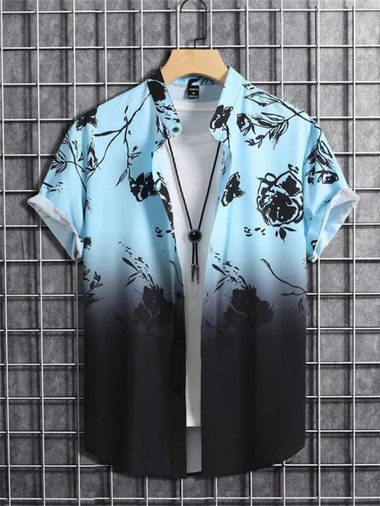3D Flower Print Hawaii-Skjorte