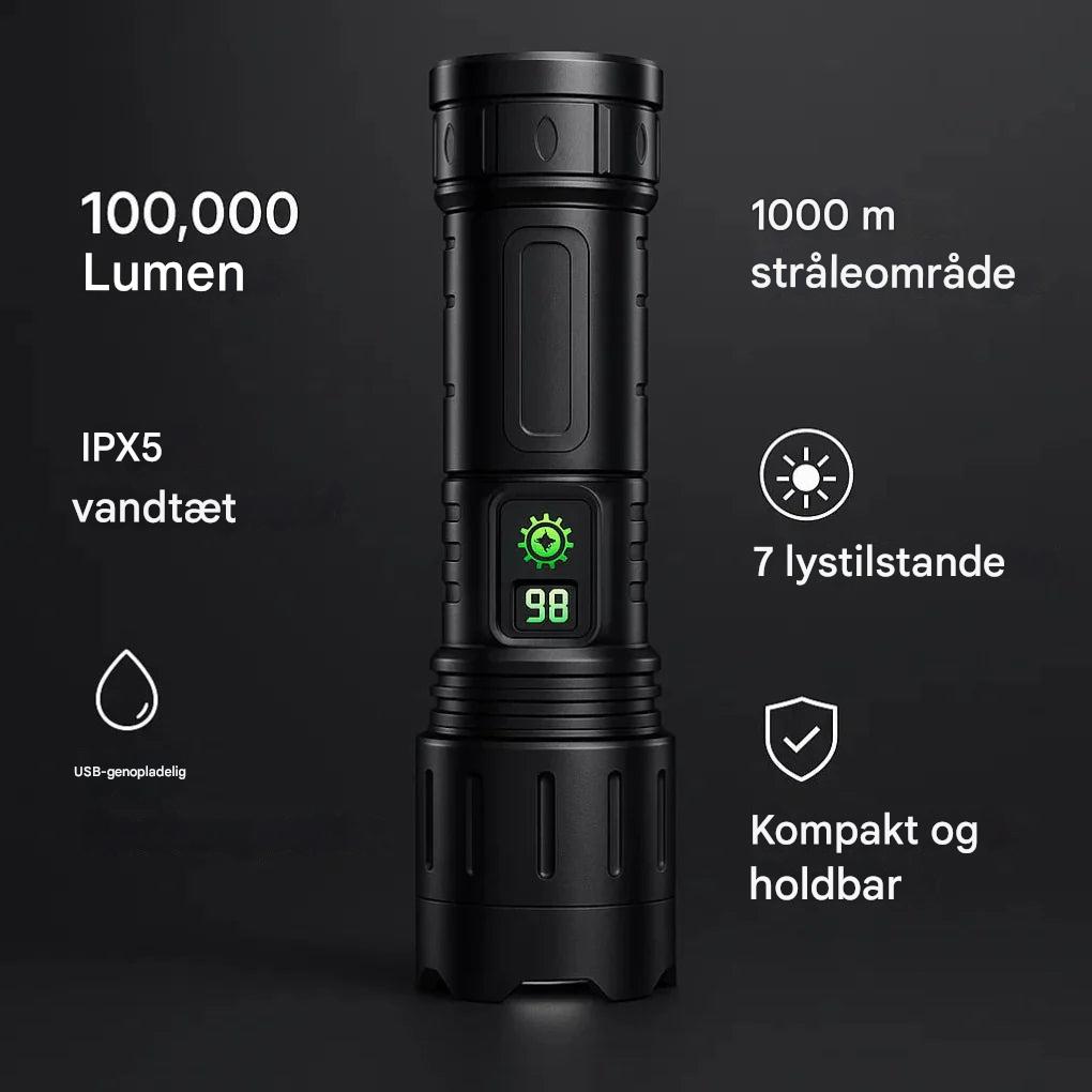 100.000 lumen taktisk lommelygte