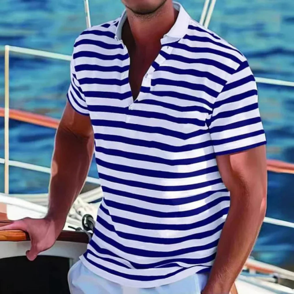 Retro striped polo til mænd