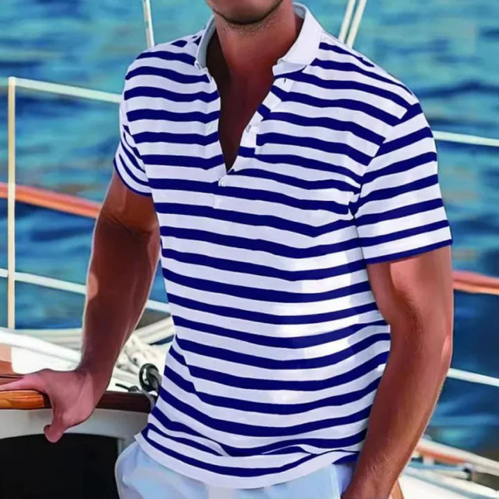 Retro striped polo til mænd