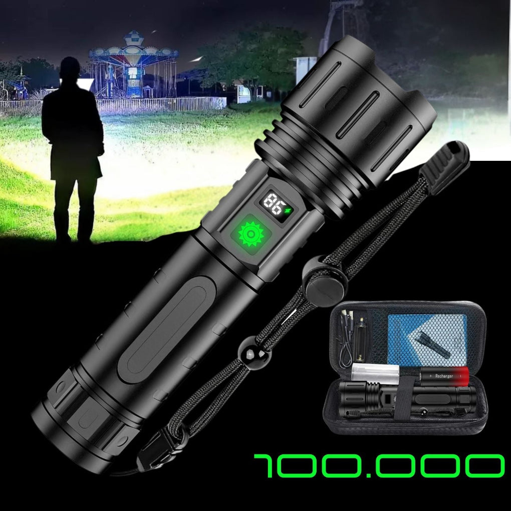 100.000 lumen taktisk lommelygte