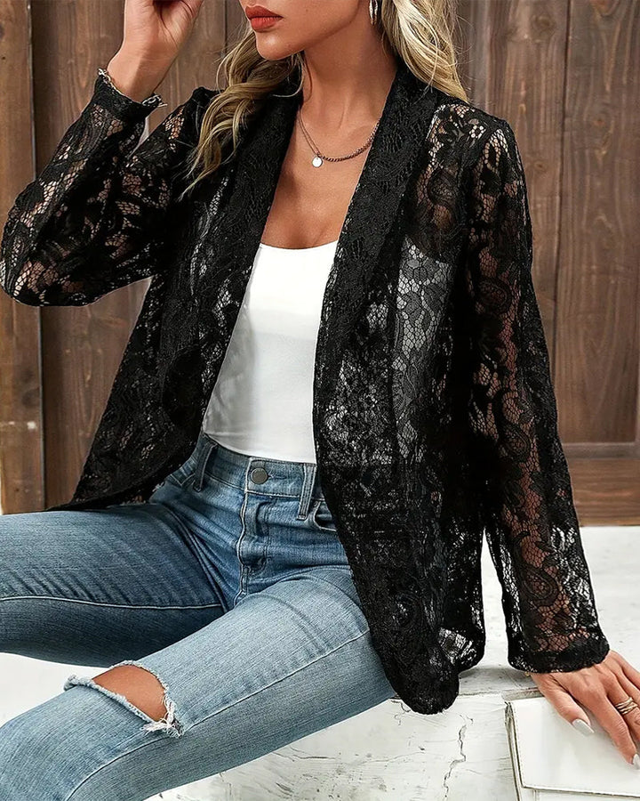 Elegant blazer med blonder