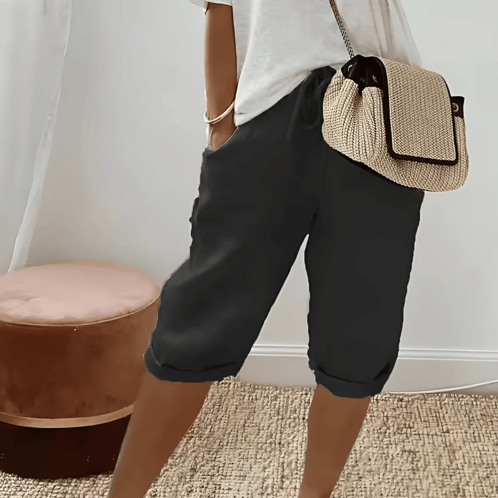 Harem knælange shorts i bomuld og hør til kvinder