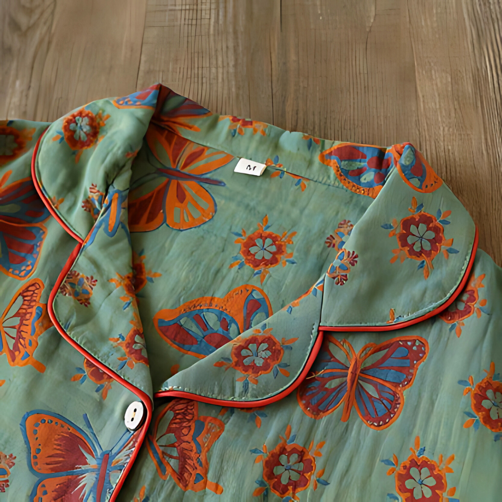 2-Piece Cotton Loungewear med Sommerfugl Print