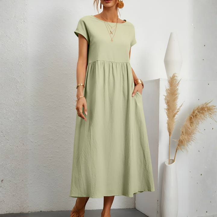 Casual Løs Patchwork Midi-Kjole