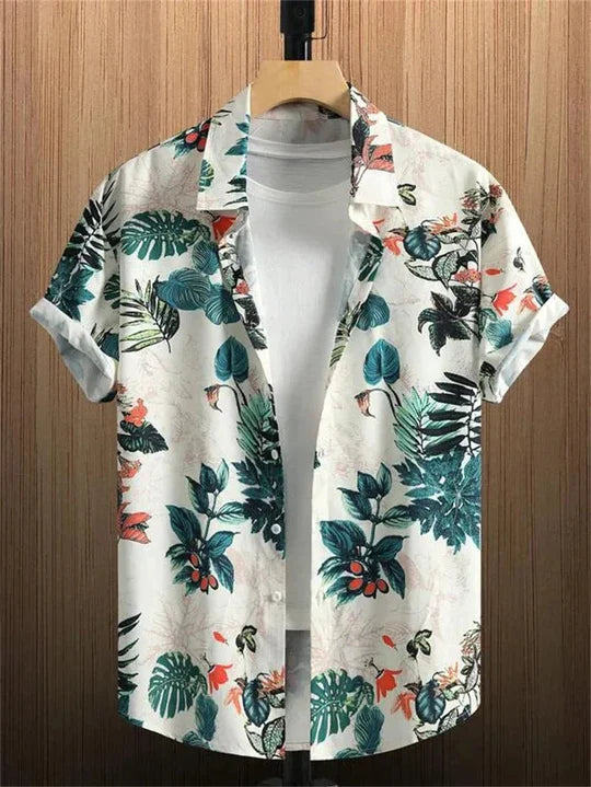 3D Flower Print Hawaii-Skjorte