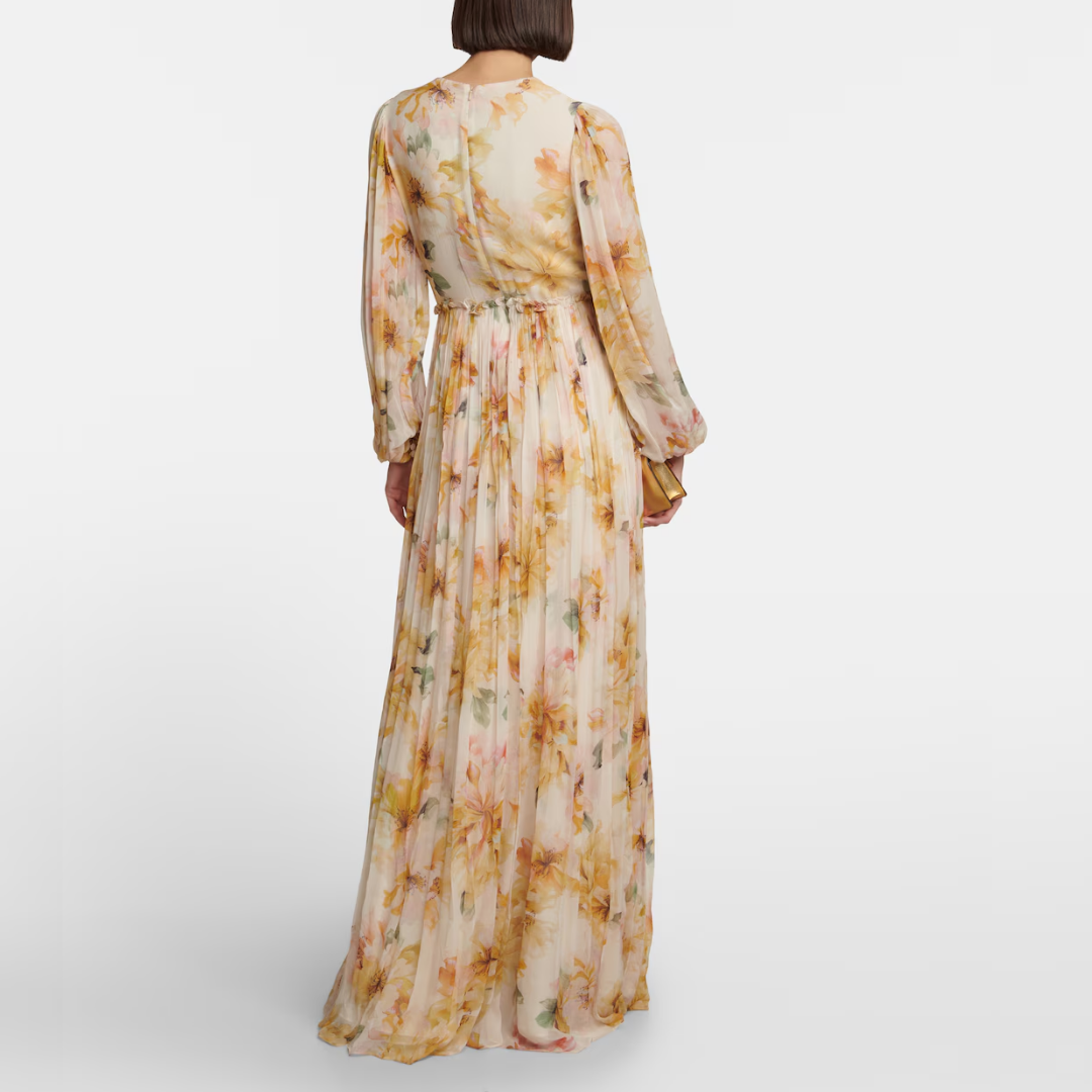 Elegant midikjole i hør og silke til kvinder