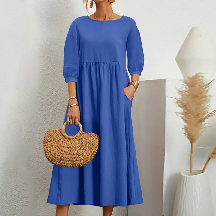 Casual Løs Patchwork Midi-Kjole