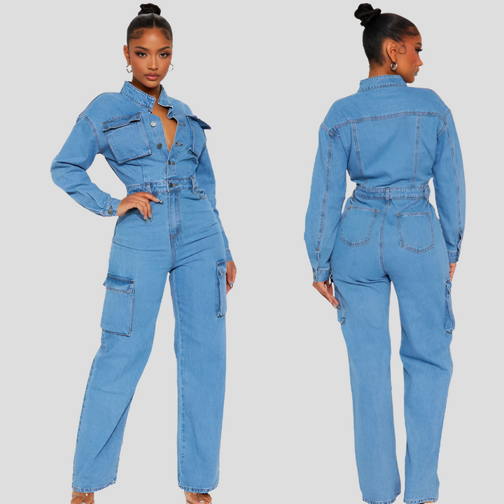 Denim buksedragt til kvinder