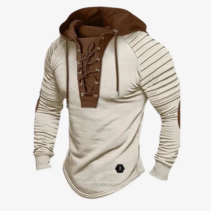 Herresweatshirt med snøreudskæring og komfortabel hætte