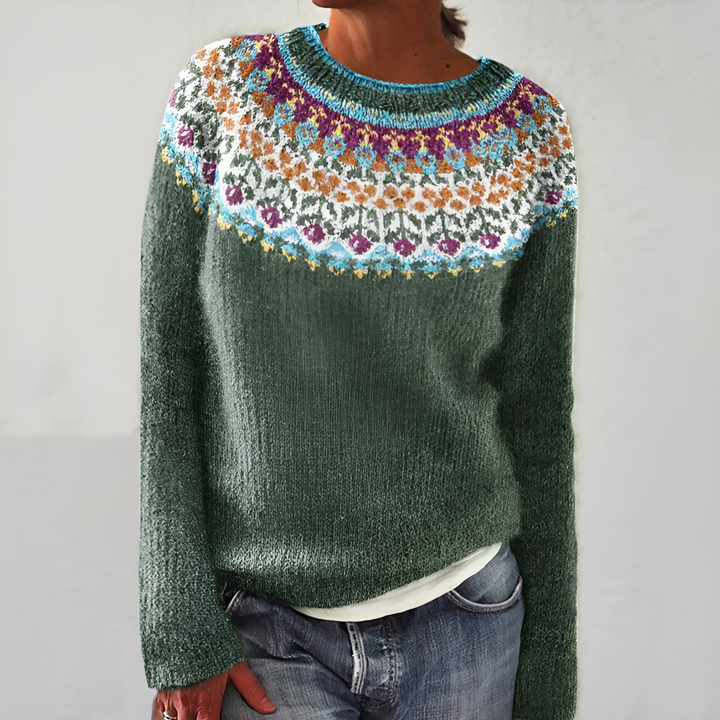 Kvinders sweater med havemønster