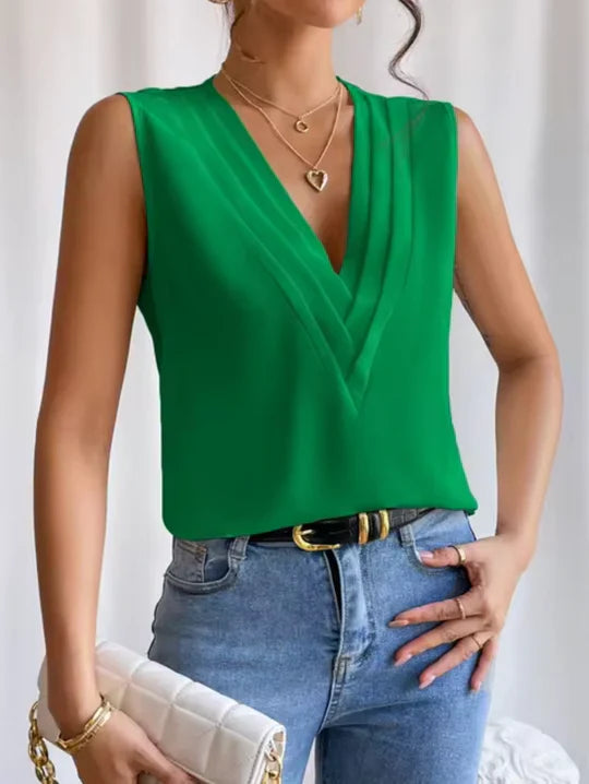 Elegant ærmeløs top med V-hals
