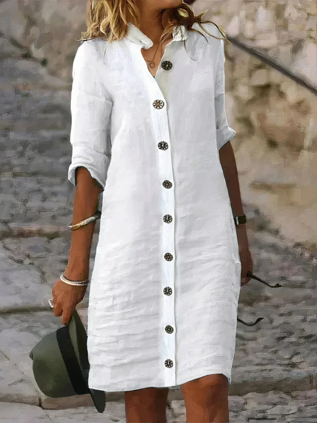 Afslappet Sommer Linned Midi-Kjole