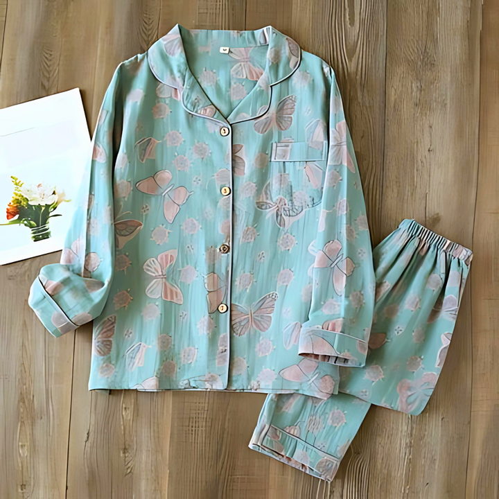 2-Piece Cotton Loungewear med Sommerfugl Print
