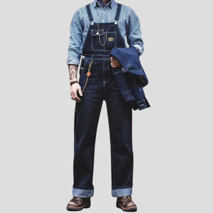 Indigo denim overalls til mænd