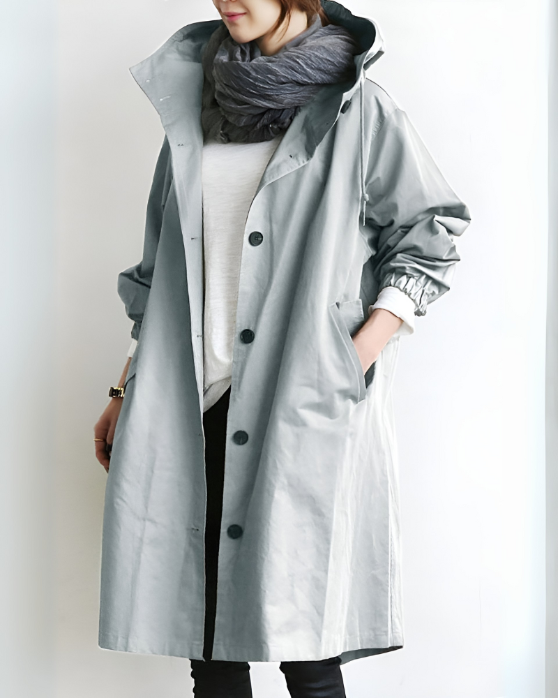 Klassisk trenchcoat med hætte