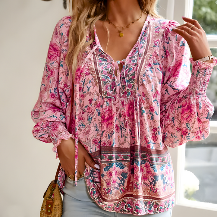 Damebluse med blomsterprint