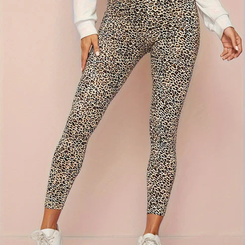 Leopard Print Højtaljede Leggings til Kvinder