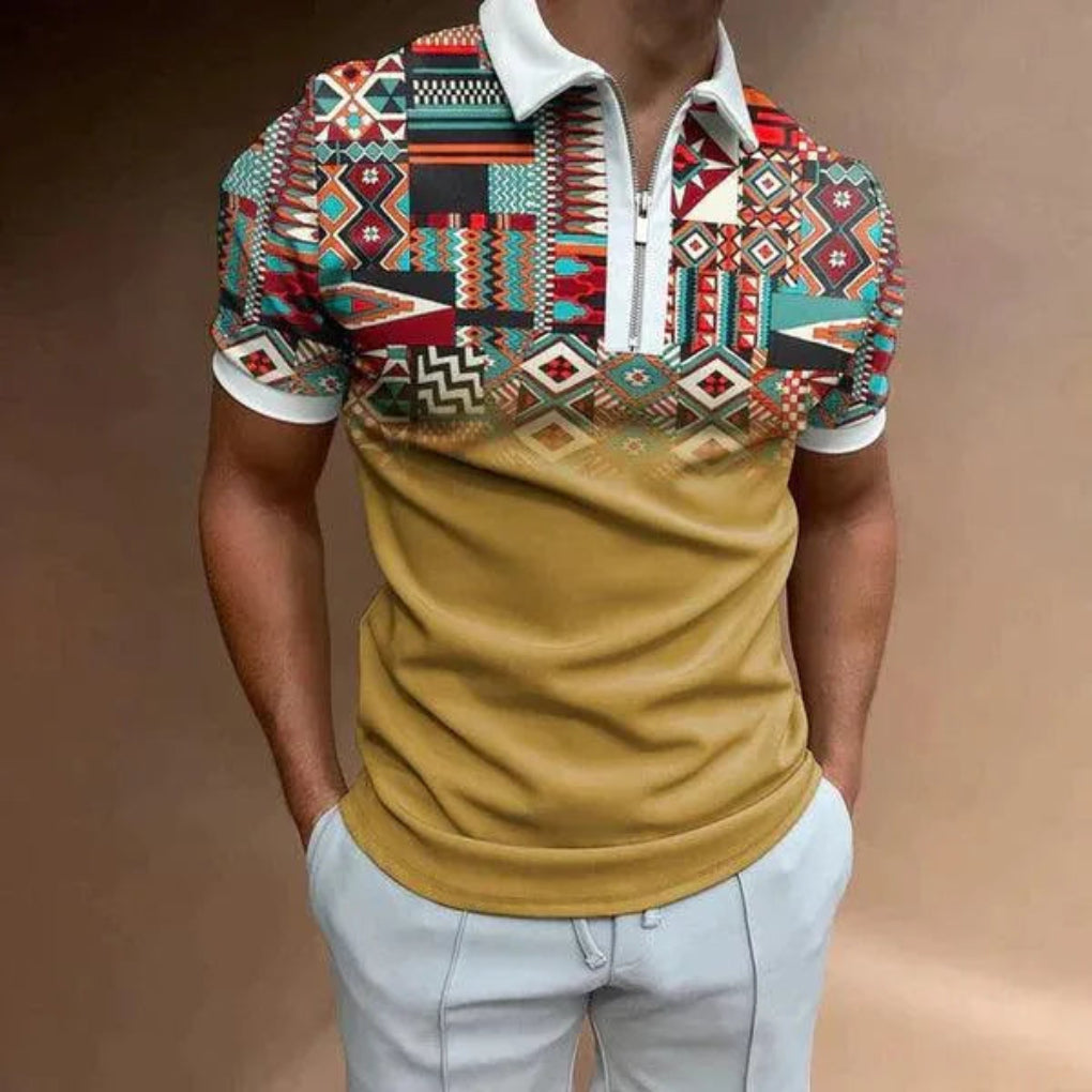 Herre Retro Stripe Lynlåspolo