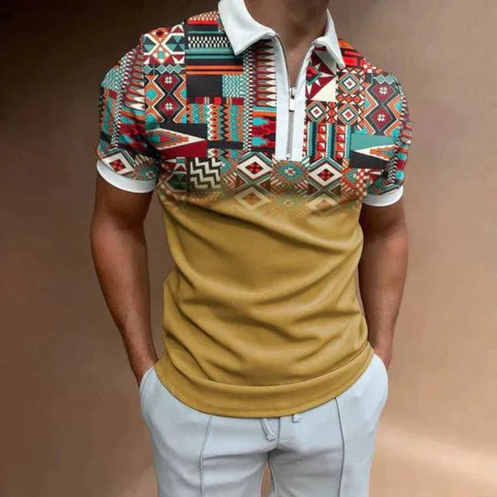 Herre Retro Stripe Lynlåspolo