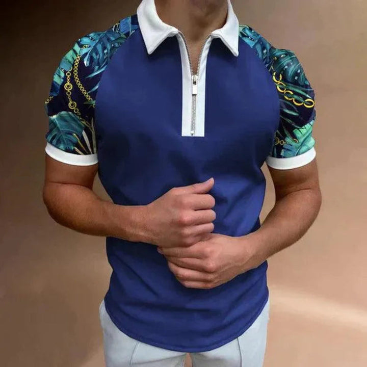 Herre Retro Stripe Lynlåspolo