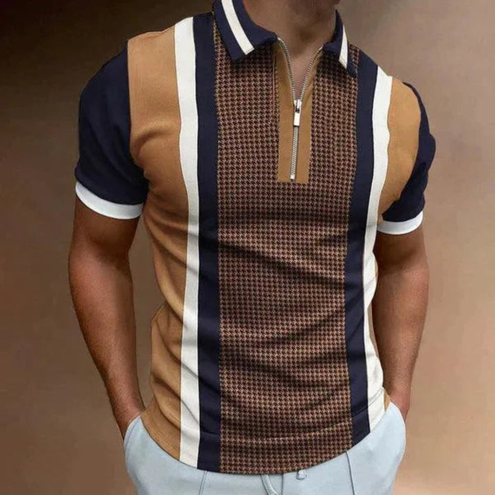 Herre Retro Stripe Lynlåspolo