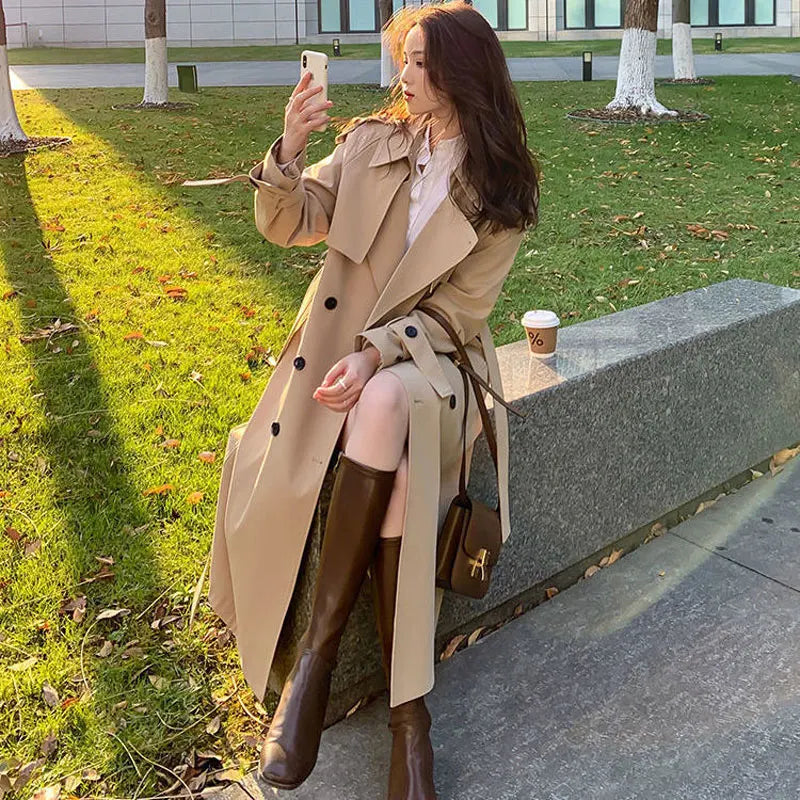 Unnie - Elegant Koreansk Trenchcoat til Kvinder-Modiva