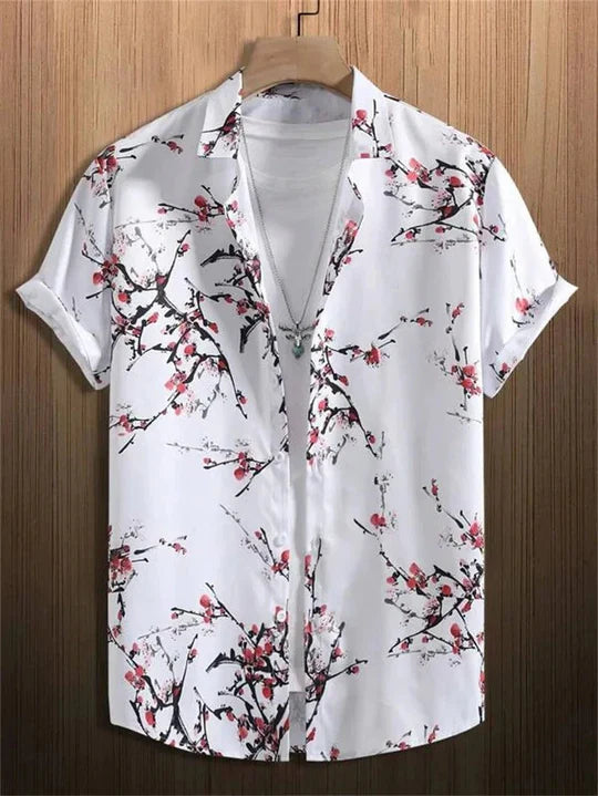 3D Flower Print Hawaii-Skjorte