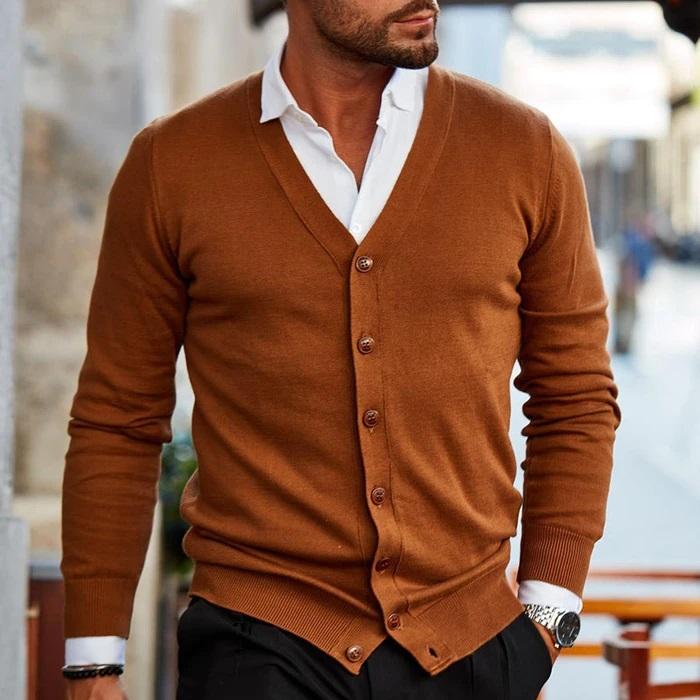 Strikket cardigansweater til mænd