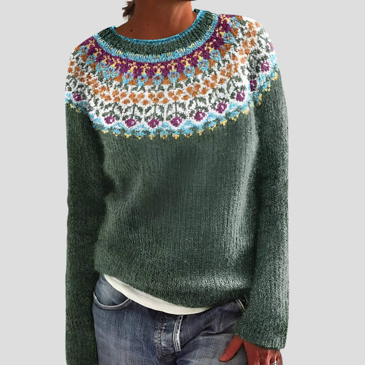 Kvinders sweater med havemønster