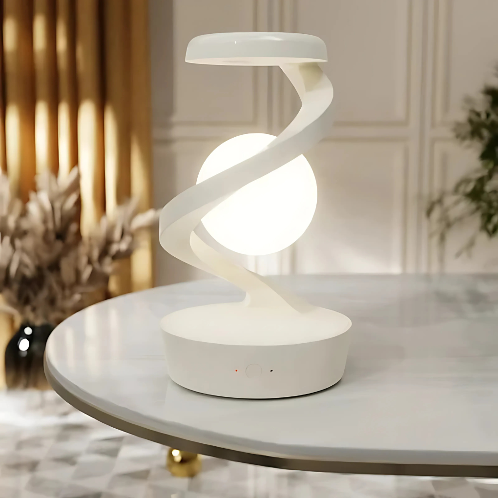 Moderne spiralbordlampe med varmt lys