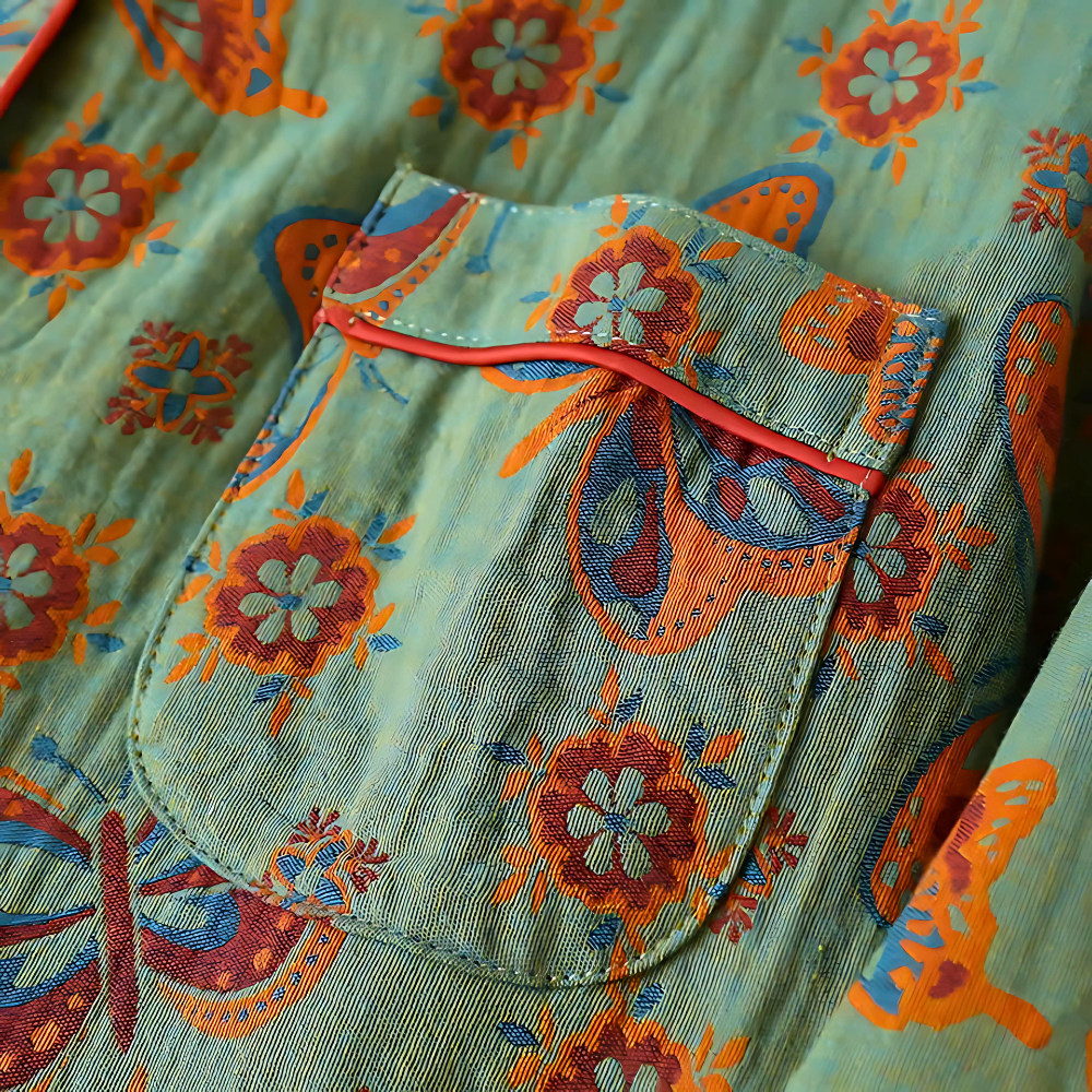 2-Piece Cotton Loungewear med Sommerfugl Print