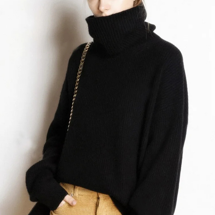 Oversized dametrøje med rullekrave