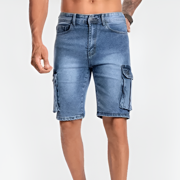 Herre denim cargoshorts