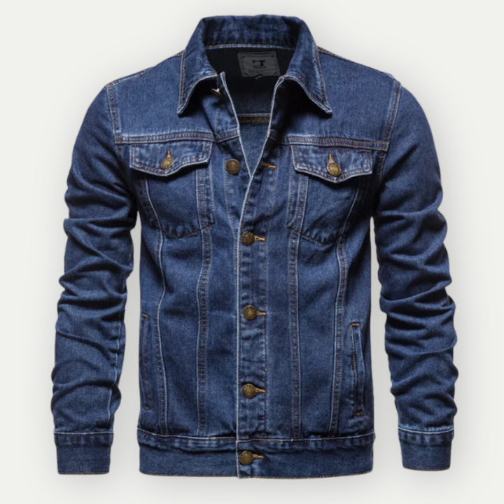Herre denim truckerjakke i klassisk stil til hverdagsbrug