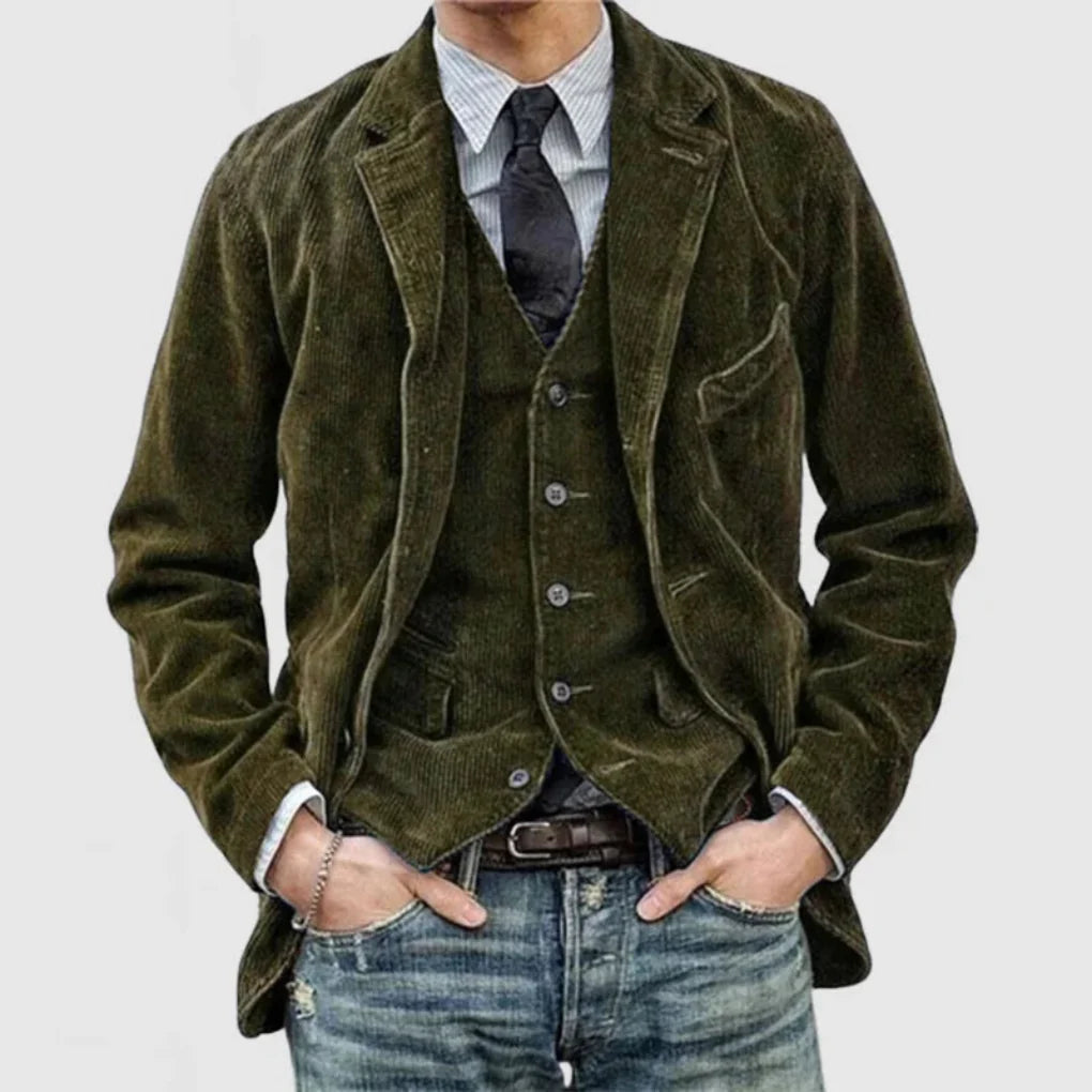 Stilfuldt vintage blazer- og veste-sæt