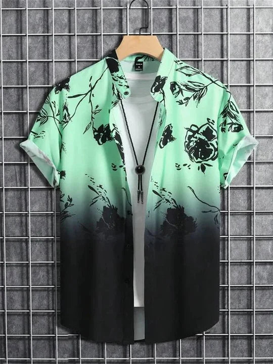 3D Flower Print Hawaii-Skjorte