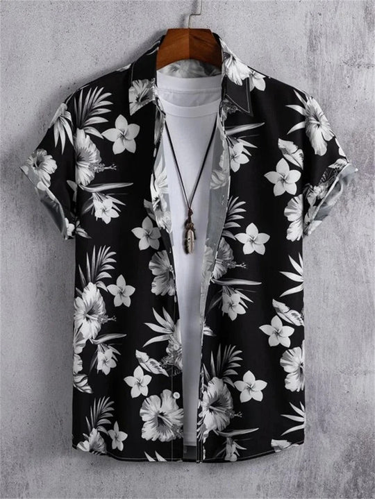 3D Flower Print Hawaii-Skjorte