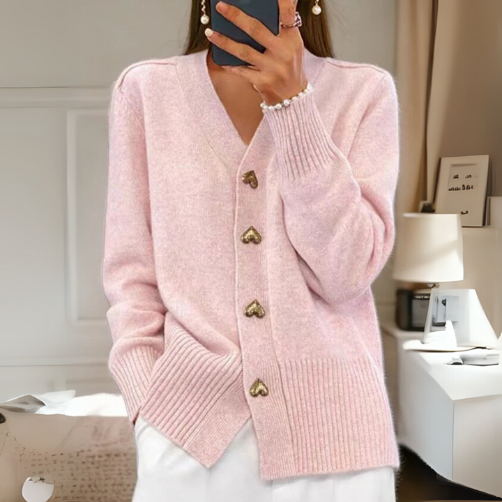 Varm cardigan i strik med knapper