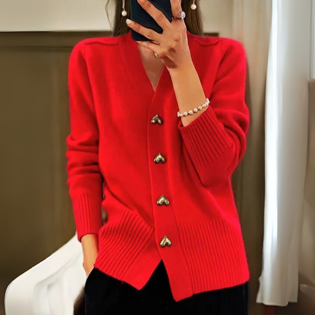 Varm cardigan i strik med knapper