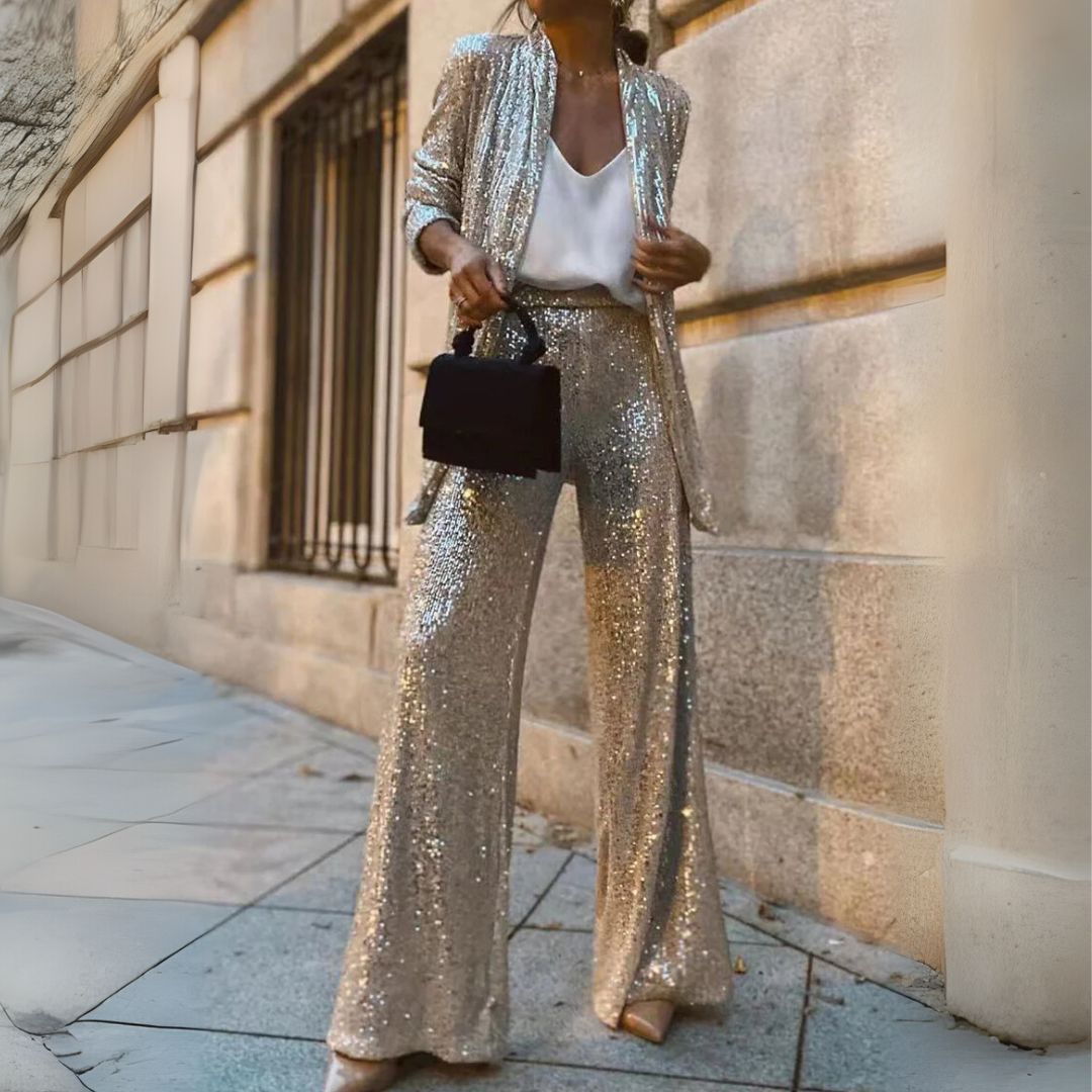 Glitrende cardigan i elegant feriestil