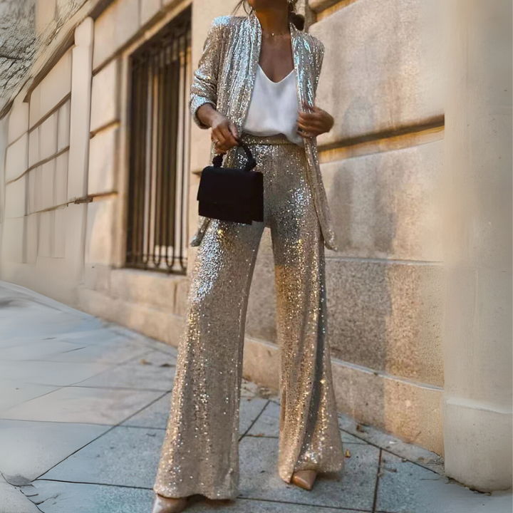 Glitrende cardigan i elegant feriestil