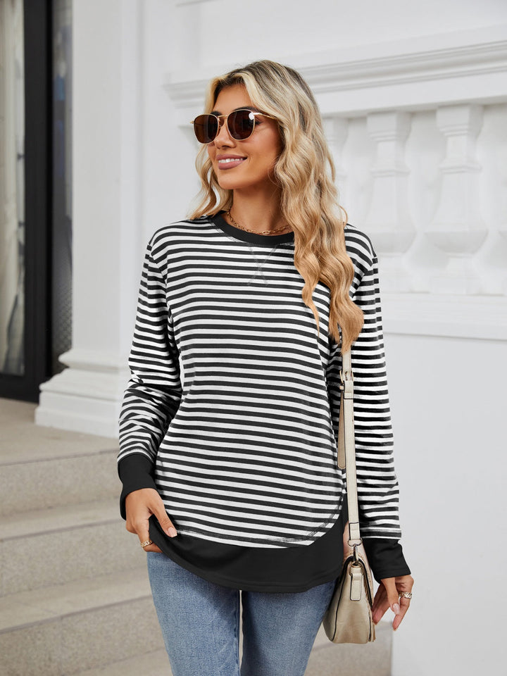 Iesha | Klassisk Stribet Langærmet Sweatshirt til Kvinder-Modiva