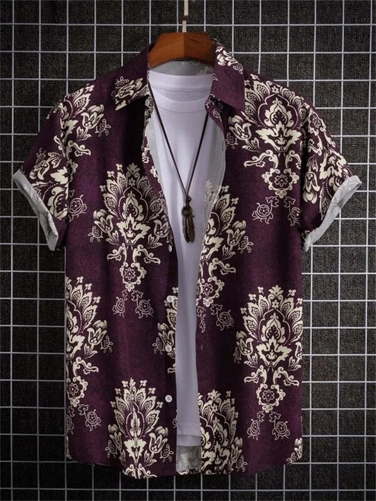 3D Flower Print Hawaii-Skjorte