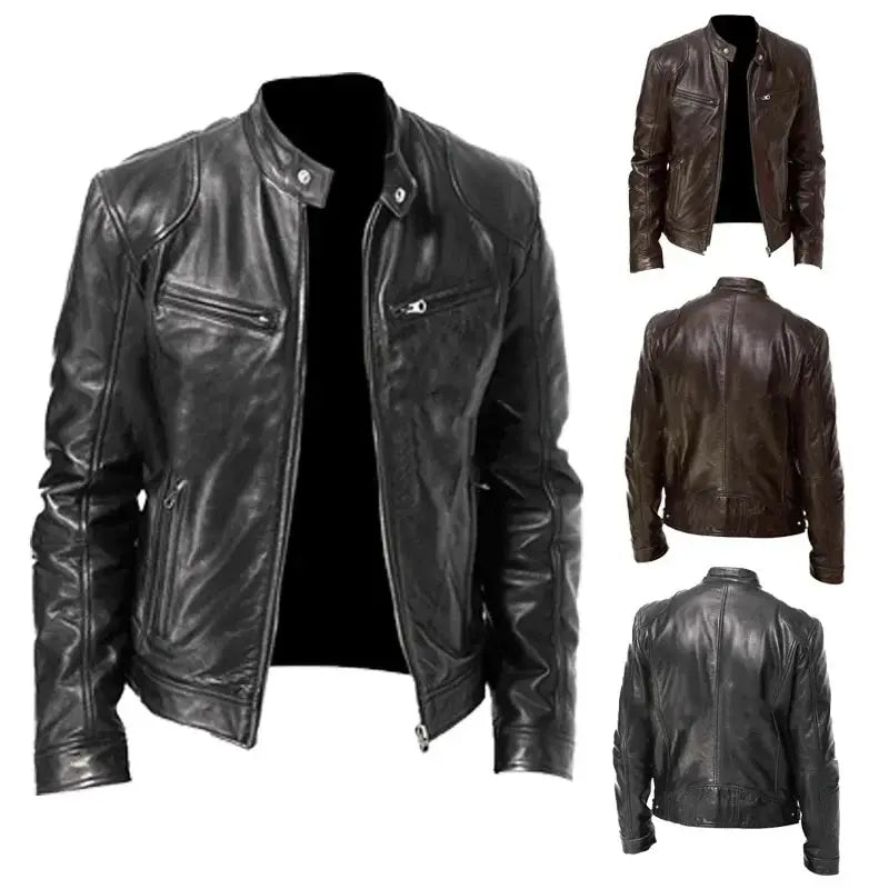 Robust skinnjakke for motorsykkel og biker for menn.