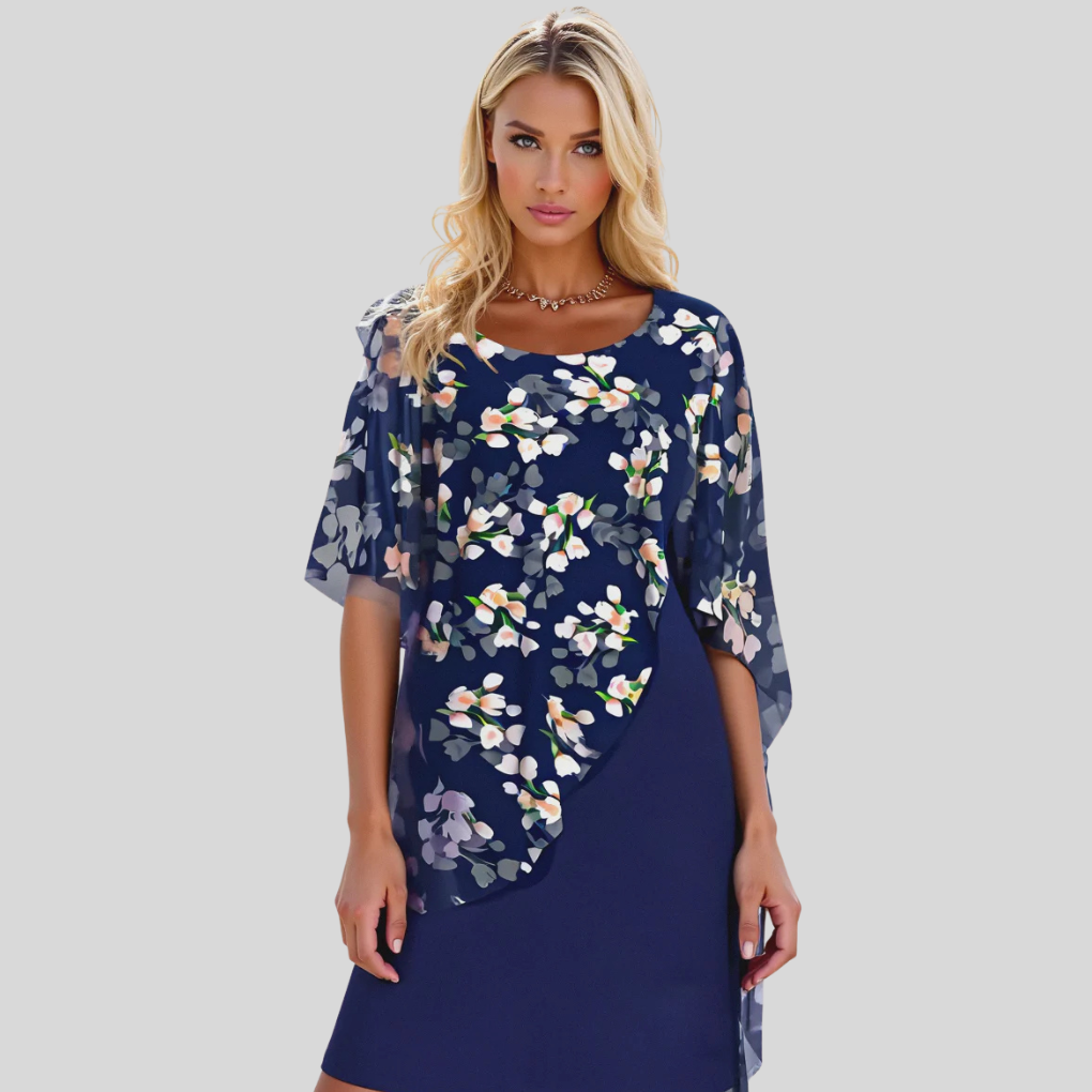 Elegant blomsterkjole i chiffon – Yndefuld stil