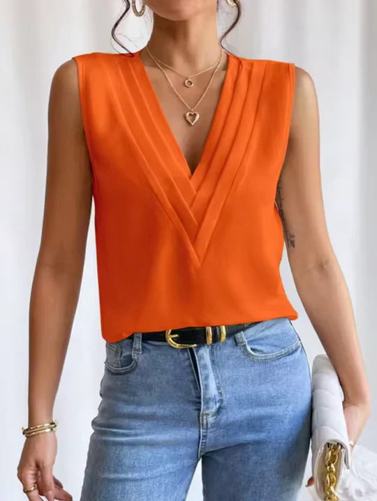 Elegant ærmeløs top med V-hals