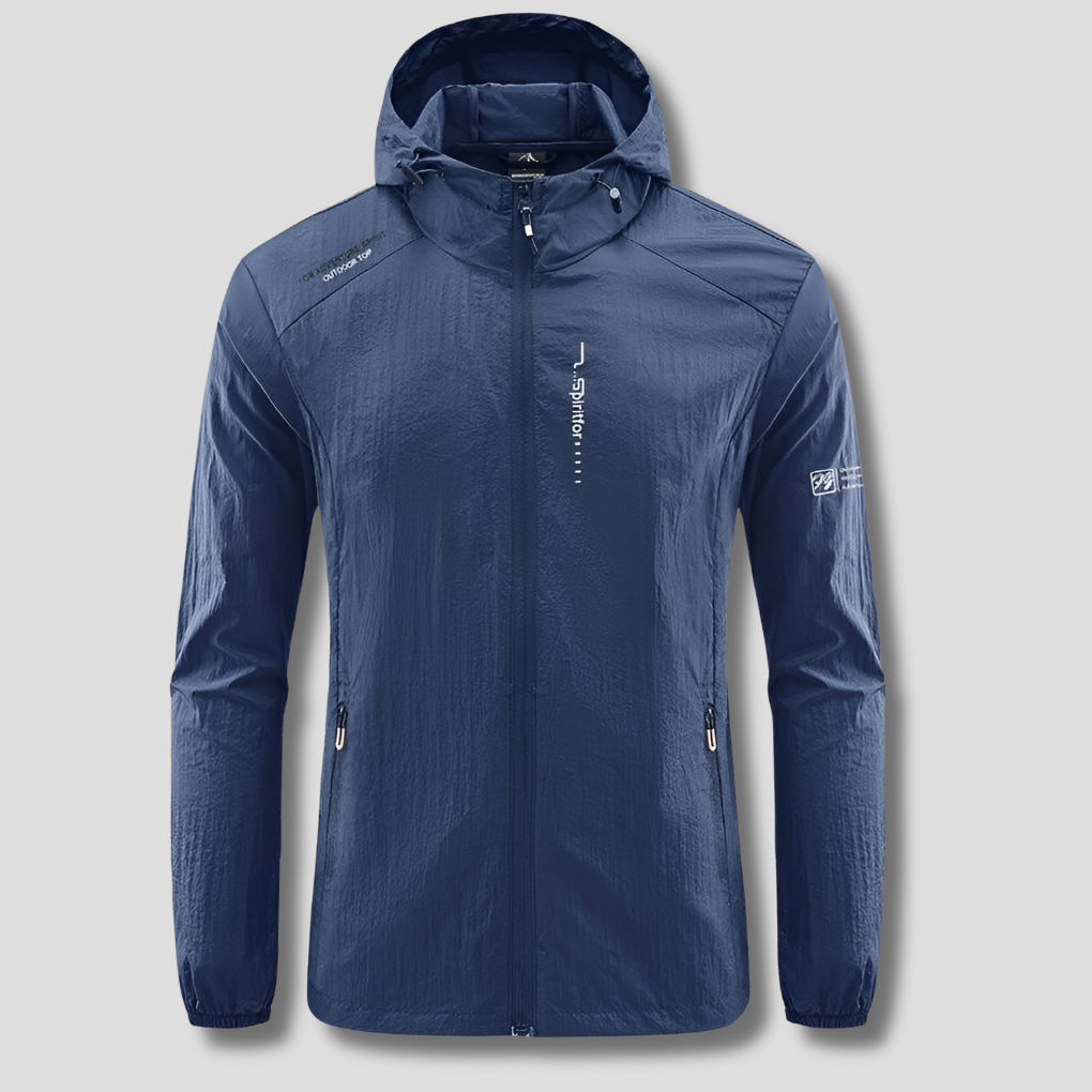 Ultralet vind- og solbeskyttende sommerjakke med hætte til mænd